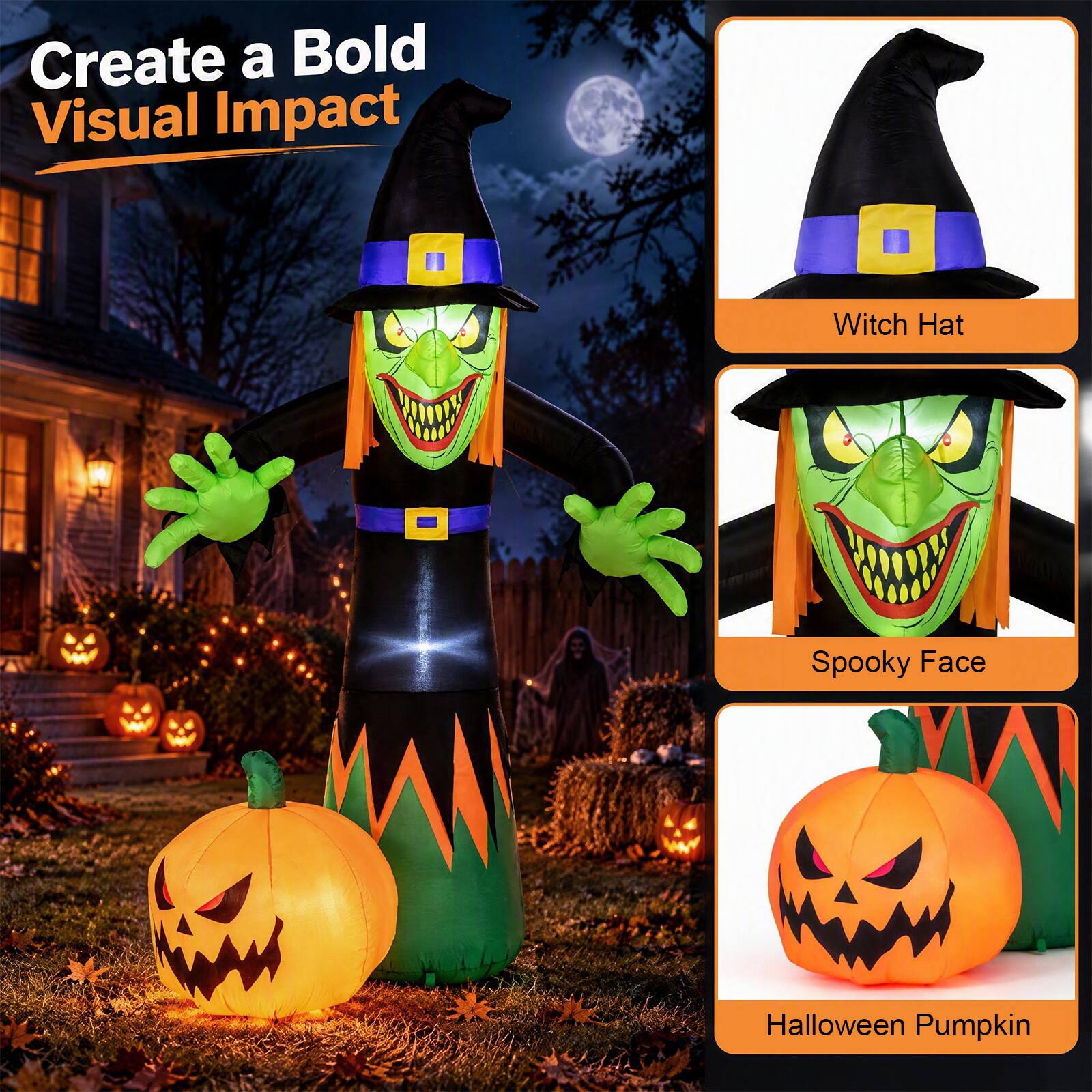 Create a Bold Visual Impact

- Witch Hat
- Spooky Face
- Halloween Pumpkin
