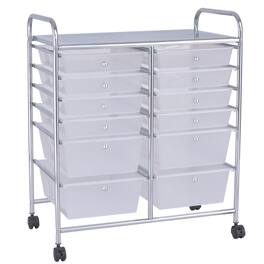 Sugift - 12 Storage Drawer Organizer Bins Rolling Cart - White
