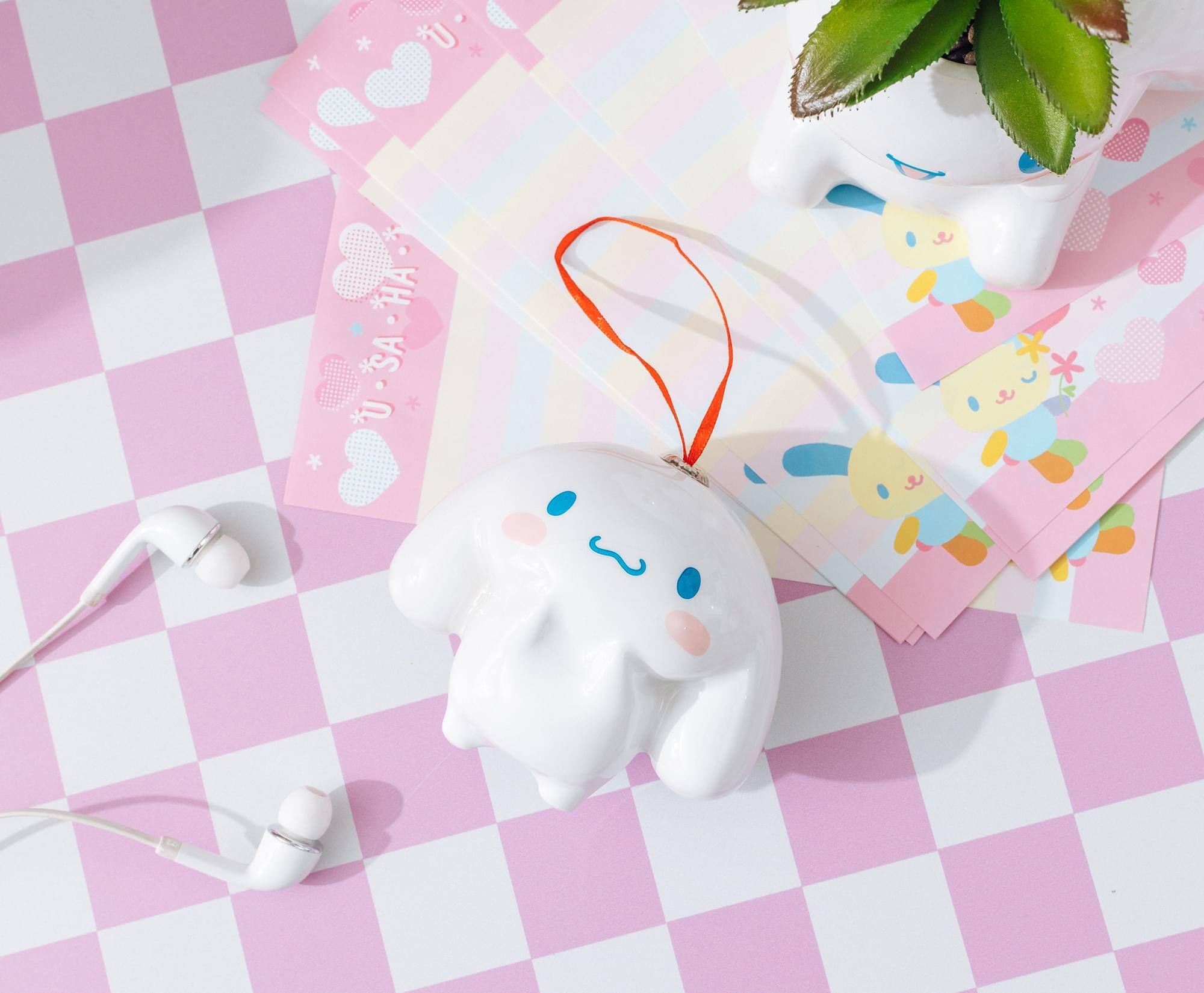 Alt View 3. Surreal Entertainment - Sanrio Cinnamoroll 4-Inch Shatterproof Decoupage Ornament - White.