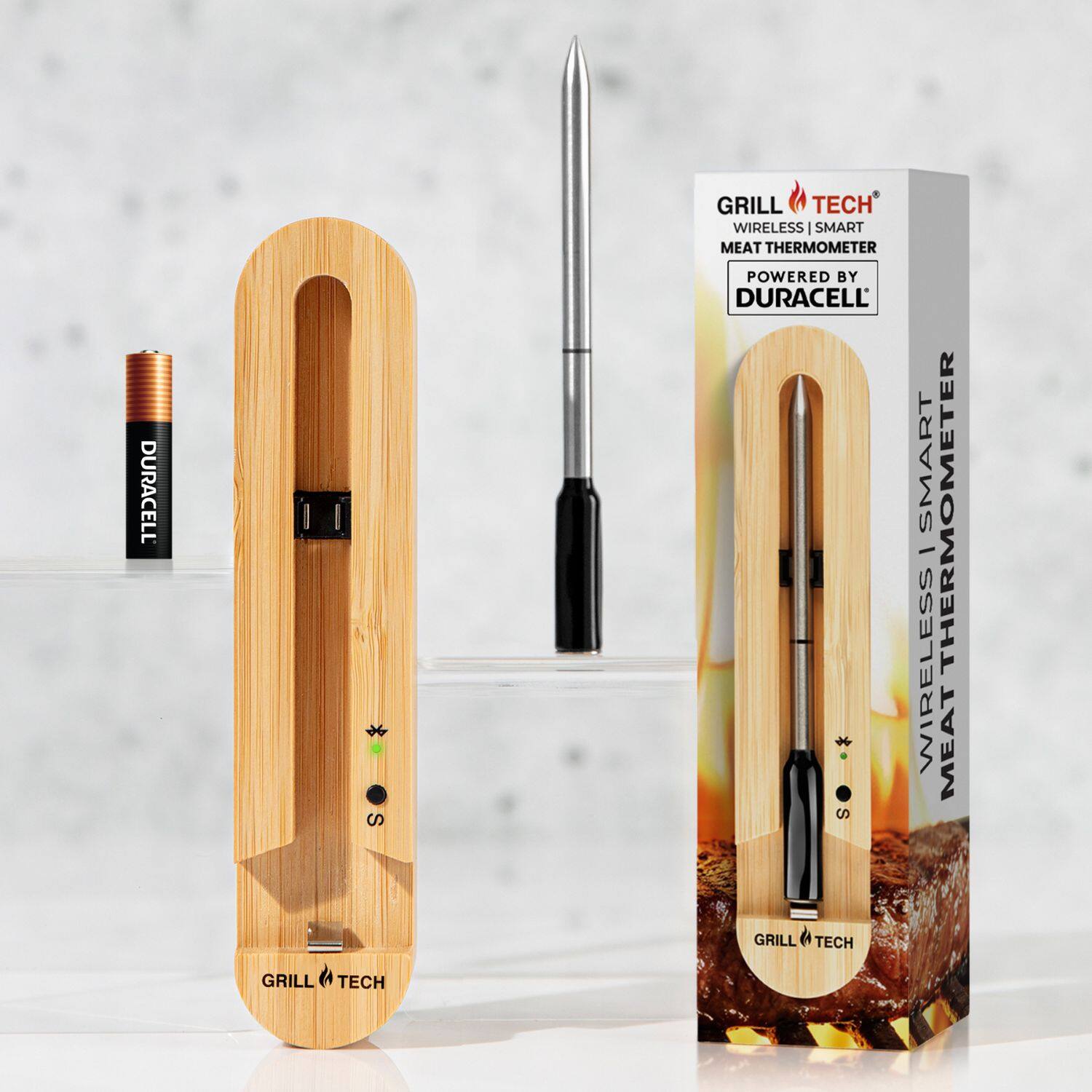 DURACELL GRILL TECH WIRELESS SMART MEAT THERMOMETER POWERED BY DURACELL