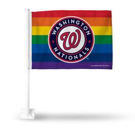 Rico Industries - Washington Nationals Baseball - Gay Pride - 11X14 inch Rainbow Two-Sided Car Flag - Multi