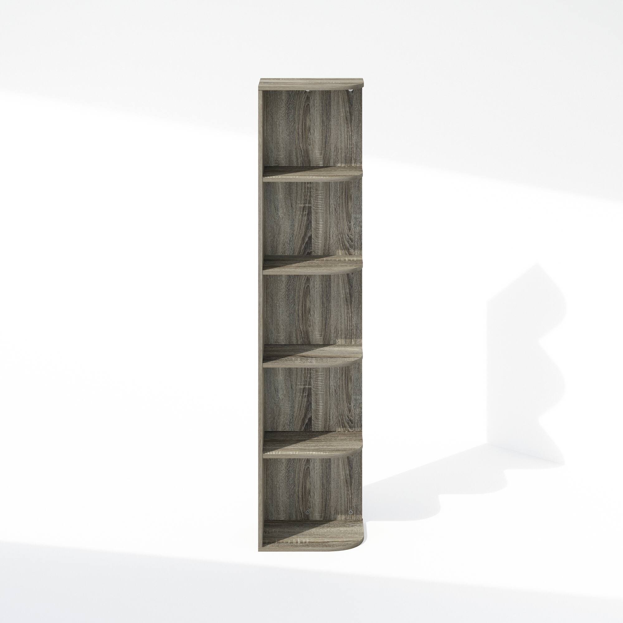 Alt View 2. Furinno - Reed 5-Tier Space Saving Corner Storage Display Shelf, Bookshelf, French Oak - French Oak.