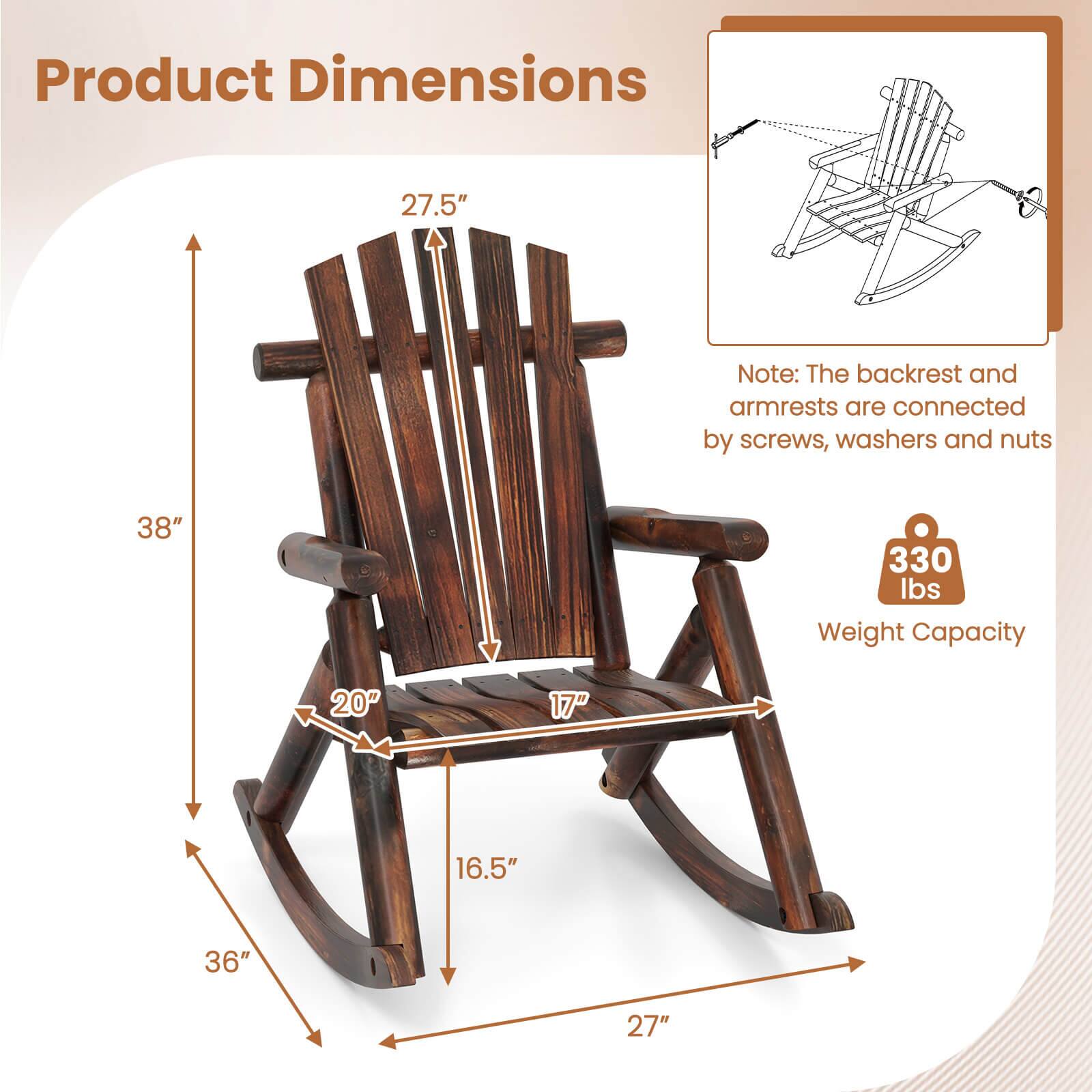 Product Dimensions

27.5"
38"
330 Ibs Weight Capacity
20"
17"
16.5"
36"
27"

Note: The backrest and armrests are connected by screws, washers and nuts