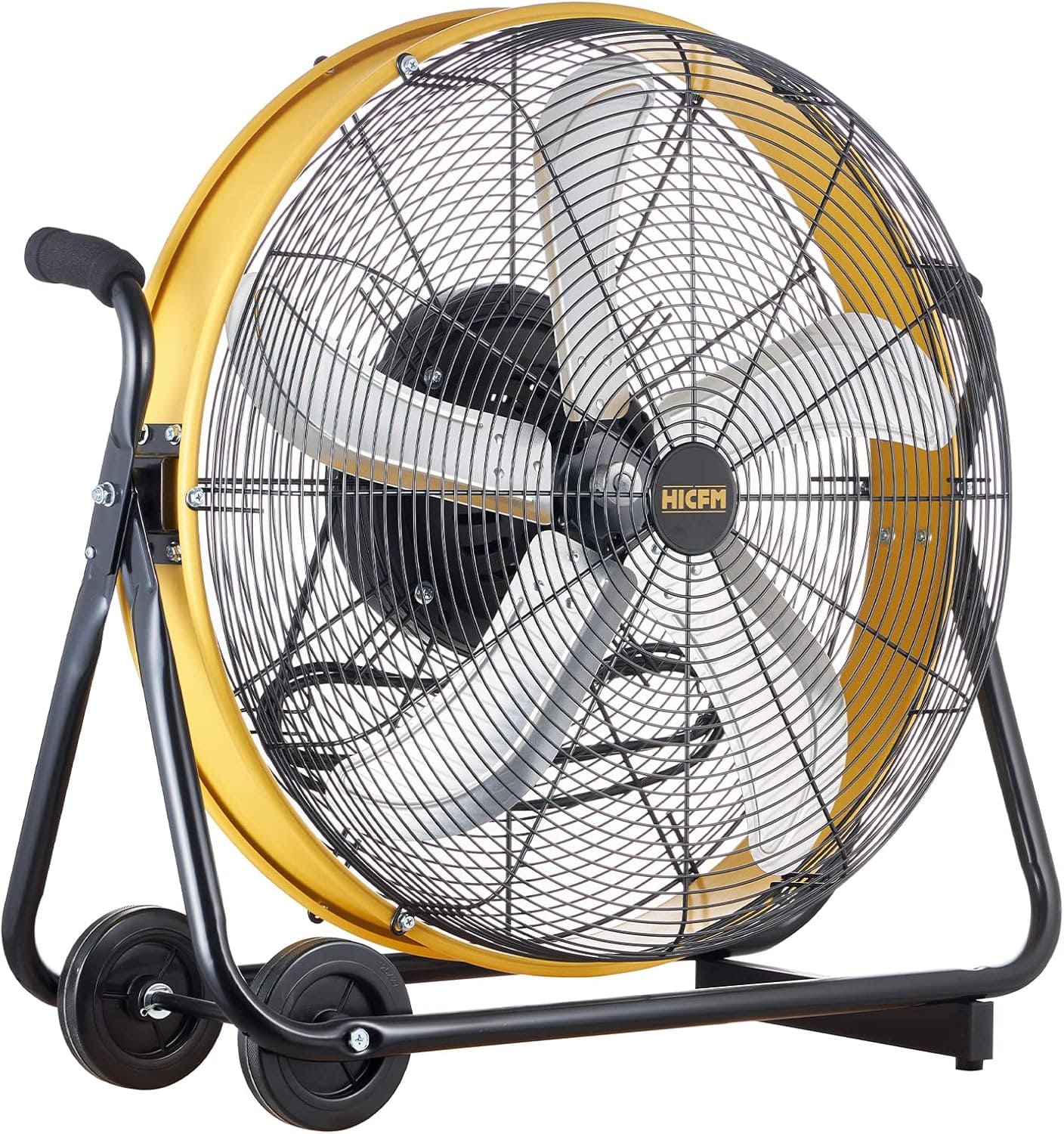 Akoasm - 24" High Velocity Barrel Floor Fan with Wheels 7800 CFM, 360° Oscillating, 1/4 HP Motor, for Workshop Garage Industrial