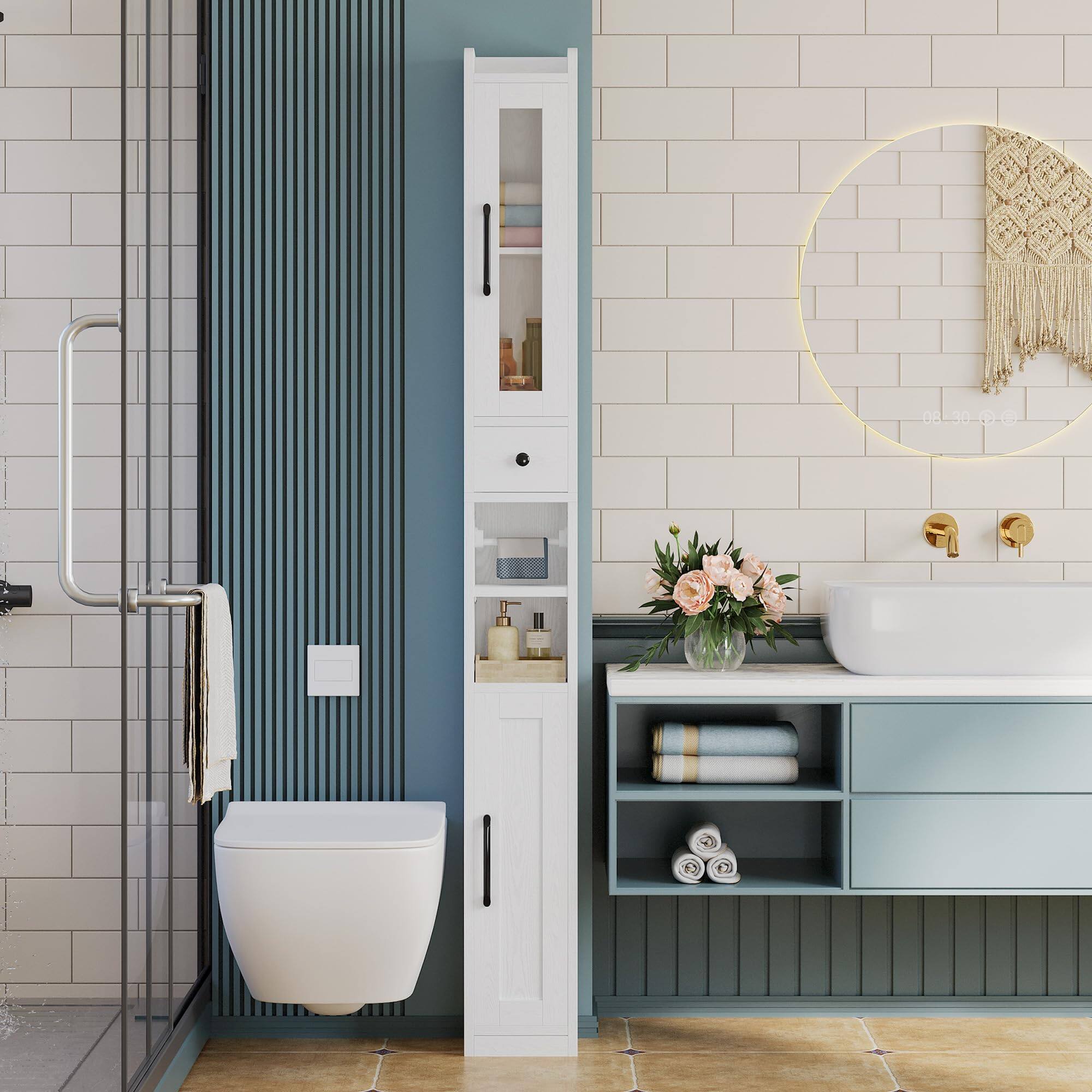 White-15.7"D x 15.7"W x 70.9"H