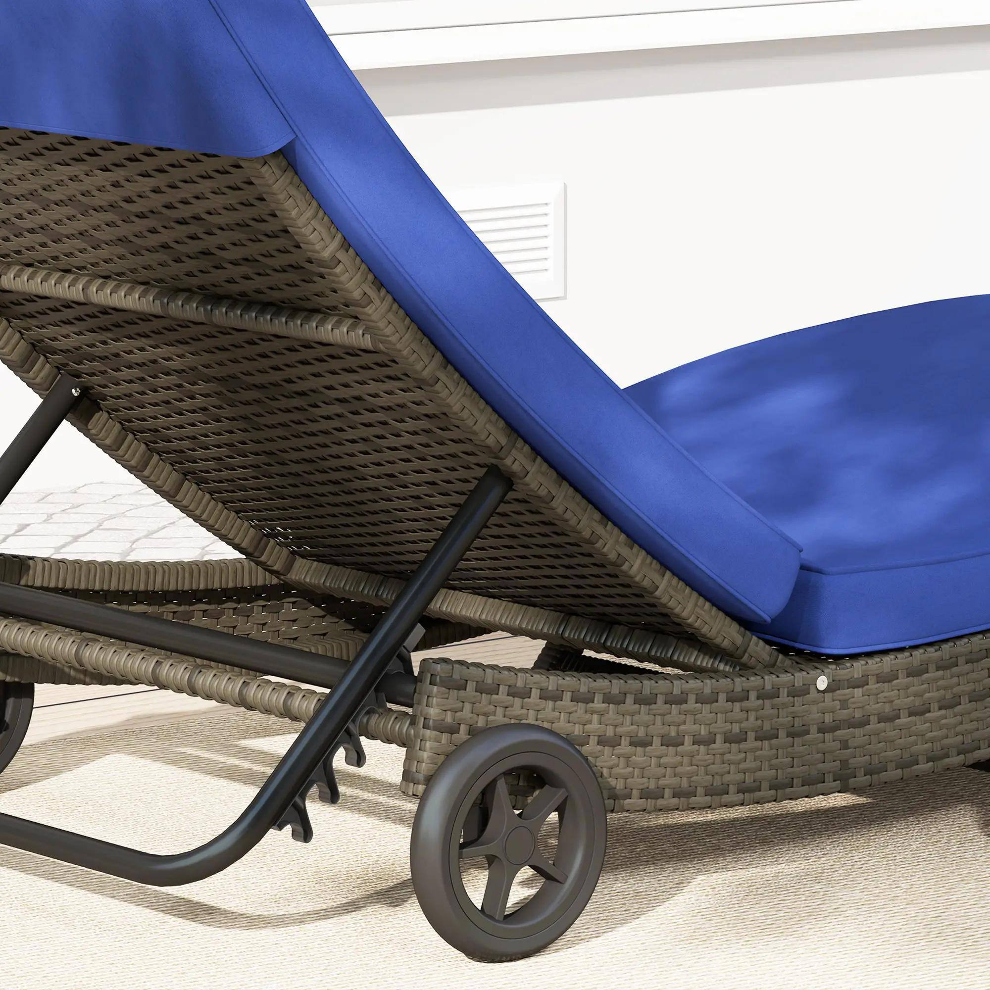 Alt View 5. Spaco - Spaco Foldable Chaise Lounge, 5-Level Adjustable Backrest, Breathable Mesh - Dark Blue.