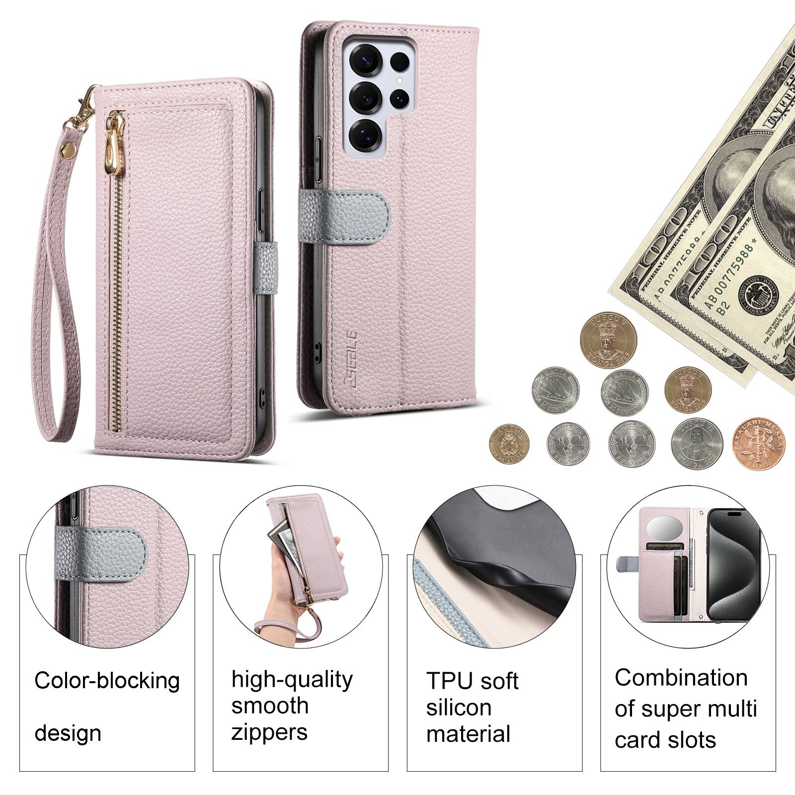 I CEBLE UNFERS MSPR NS: 0 I I A a FEDENAL AB00775988* AB B2 BH

Color-blocking high-quality smooth design zippers TPU soft silicon material Combination of super multi card slots