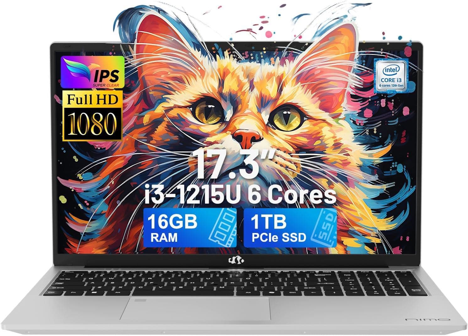 IPS SUPER CLEAR  
Full HD 1080  
17.3"  
i3-1215U 6 Cores  
16GB RAM  
1TB PCIe SSD  
intel CORE i3 6 cores 12th Gen