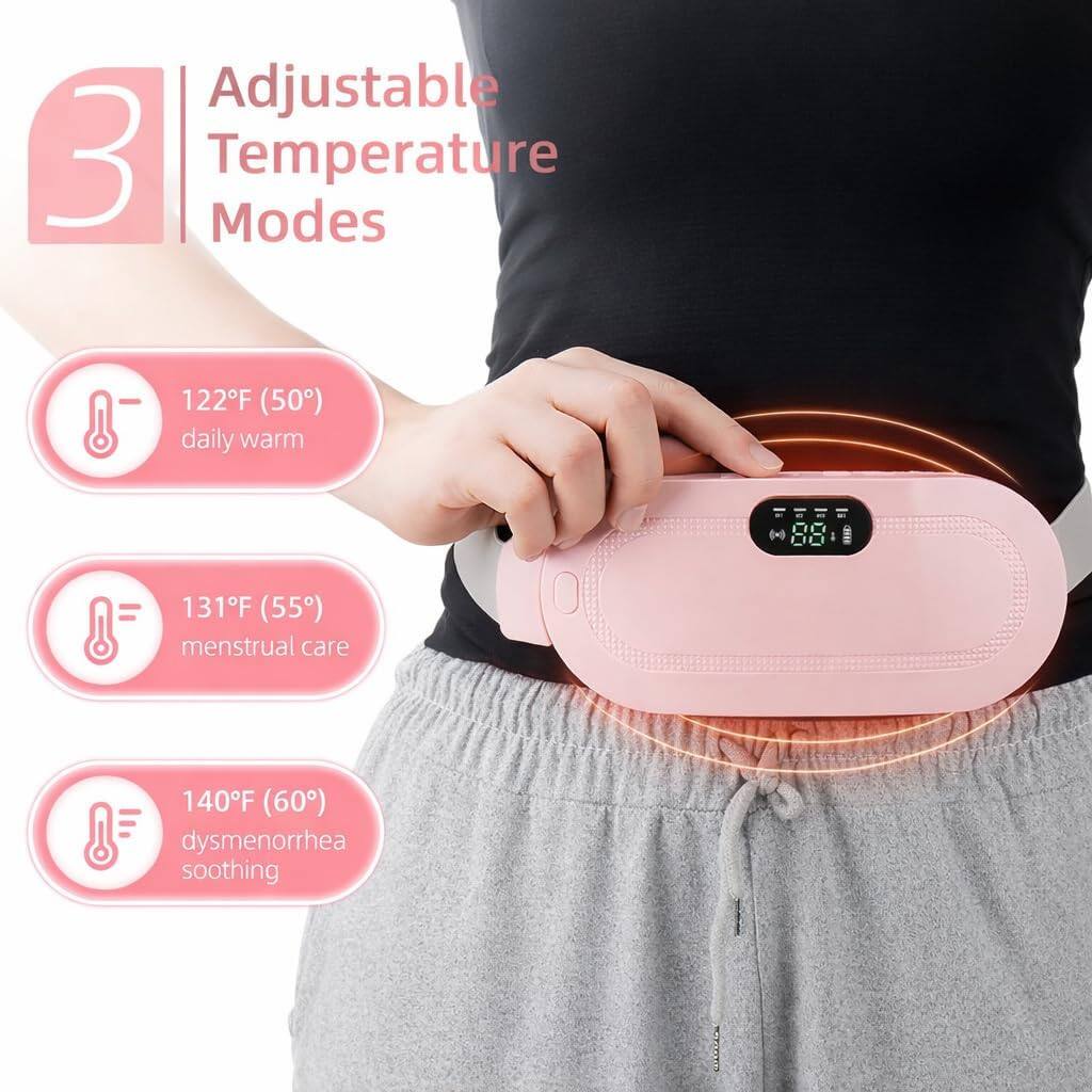 Adjustable 3 Temperature Modes  
122°F (50°C) daily warm  
131°F (55°C) menstrual care  
140°F (60°C) dysmenorrhea soothing