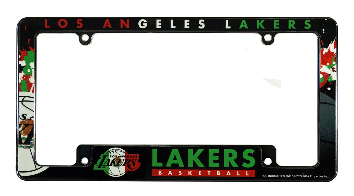 Los Angeles Basketball Lakers Mexican Flag Chrome License Plate Frame