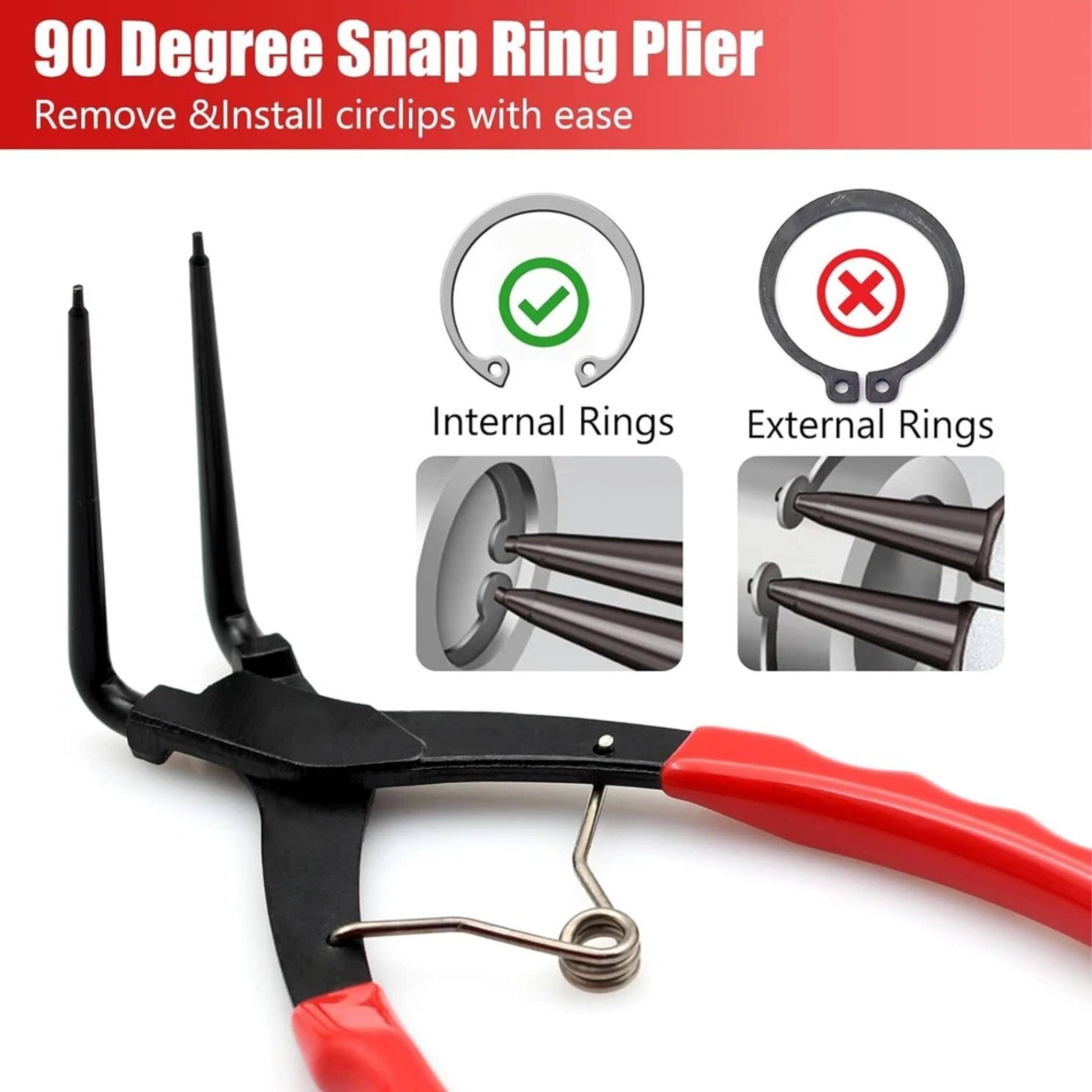 90 Degree Snap Ring Plier  
Remove & Install circlips with ease  
Internal Rings  
External Rings