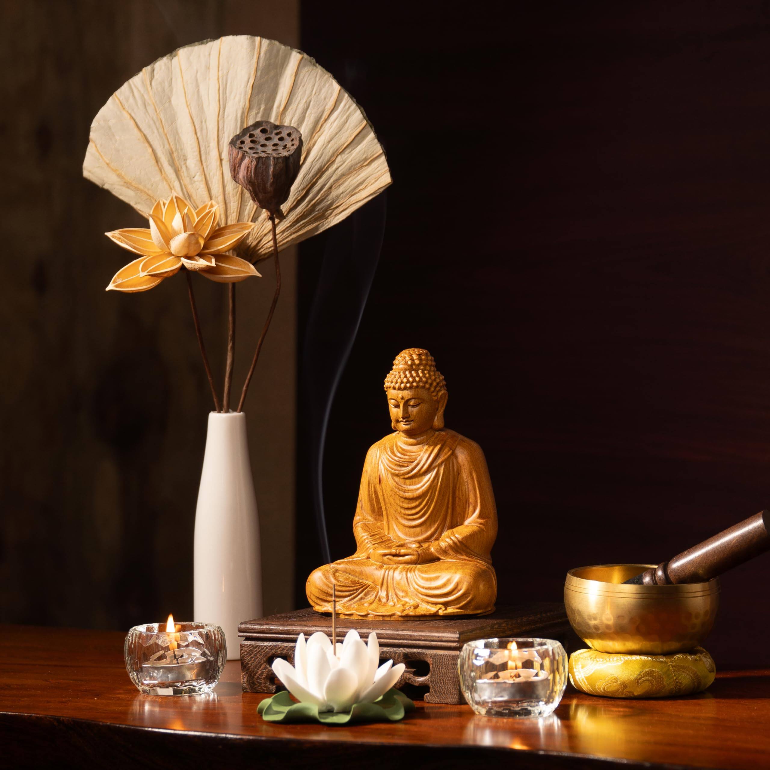 Alt View 2. Refined Abode Design - Buddha Statues For Home Decor Meditation Accessories Zen Spiritual Small Statue Yoga Gift Women And Men - Meditating Buddha on Lotus.