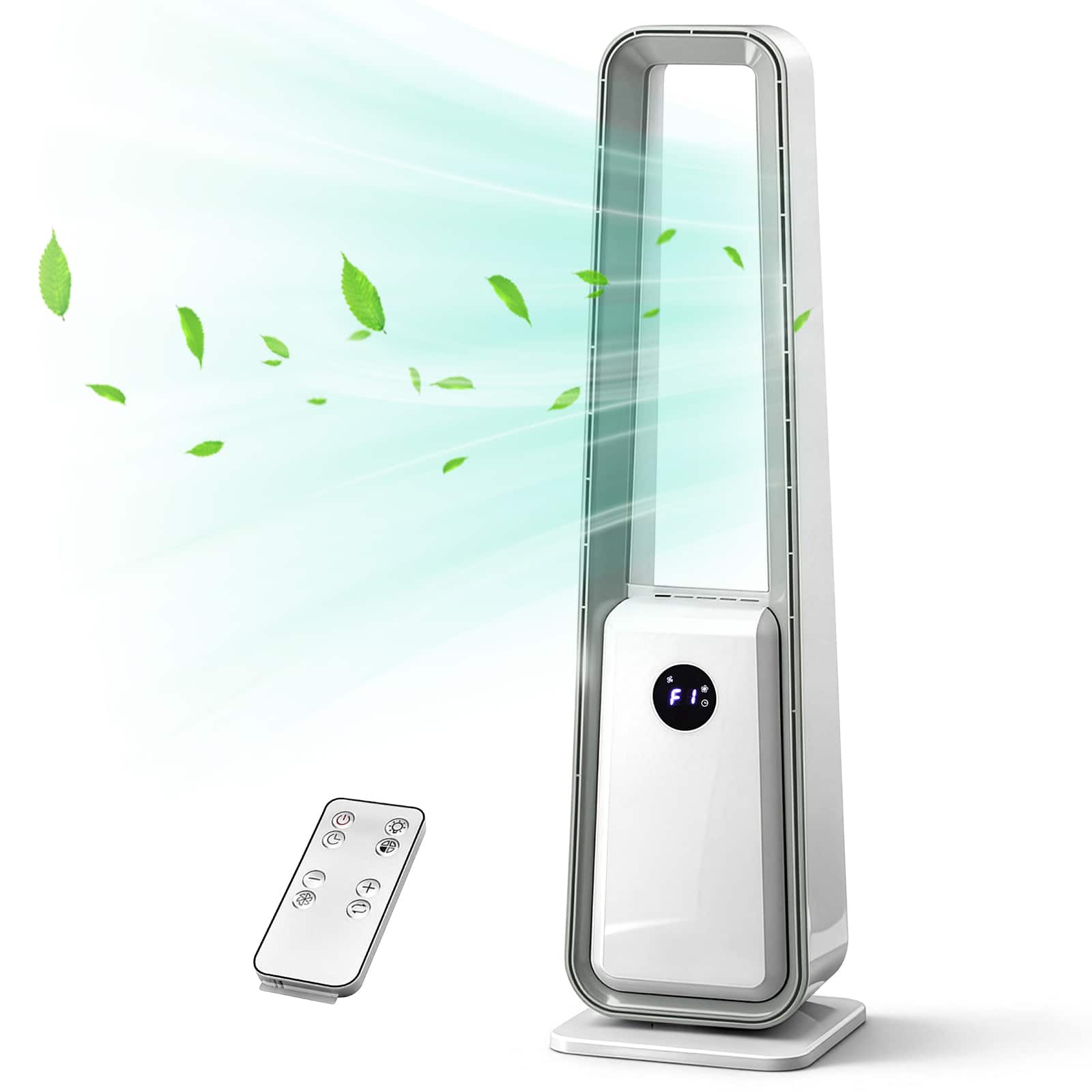Loheer - 35-Inch Bladeless Tower Fan, 110V 36W Portable Fan with LED Display, Remote, 12H Timer, Oscillation