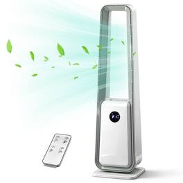 Loheer - 35-Inch Bladeless Tower Fan, 110V 36W Portable Fan with LED Display, Remote, 12H Timer, Oscillation