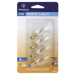 Westinghouse - 4 W C7 Specialty Incandescent Bulb E12 (Candelabra) White 4 pk