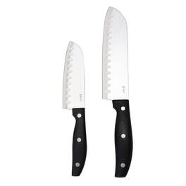 Oster - Granger 2 Piece Stainless Steel Santoku Knife Set with Handles - Black
