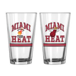 Logo Brands - Miami Heat 16oz. Pint Glass Two Pack - Multicolor