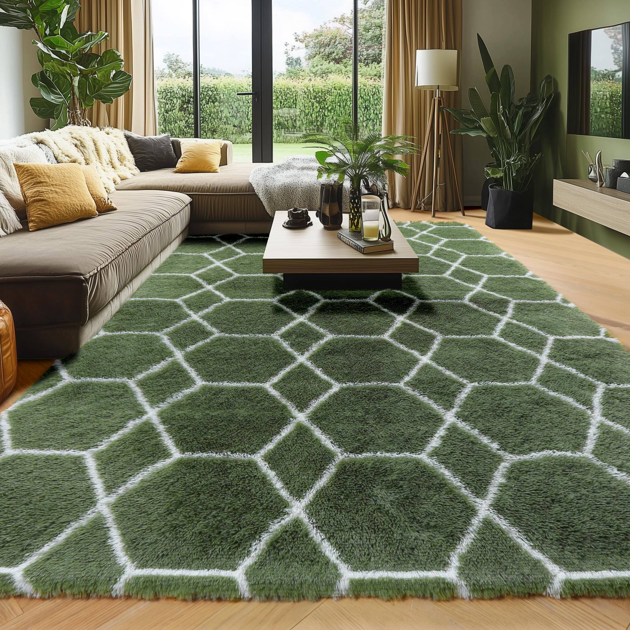 Olive Green / White 4' x 6' (Rectangular)