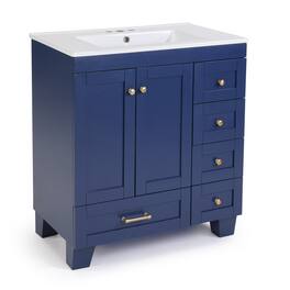 Yardgrace - Bathroom Vanity with Sink 30 Inch Bathroom Storage Vanity with 2 Doors Free Standing Cabinet Easy Assembly - Blue