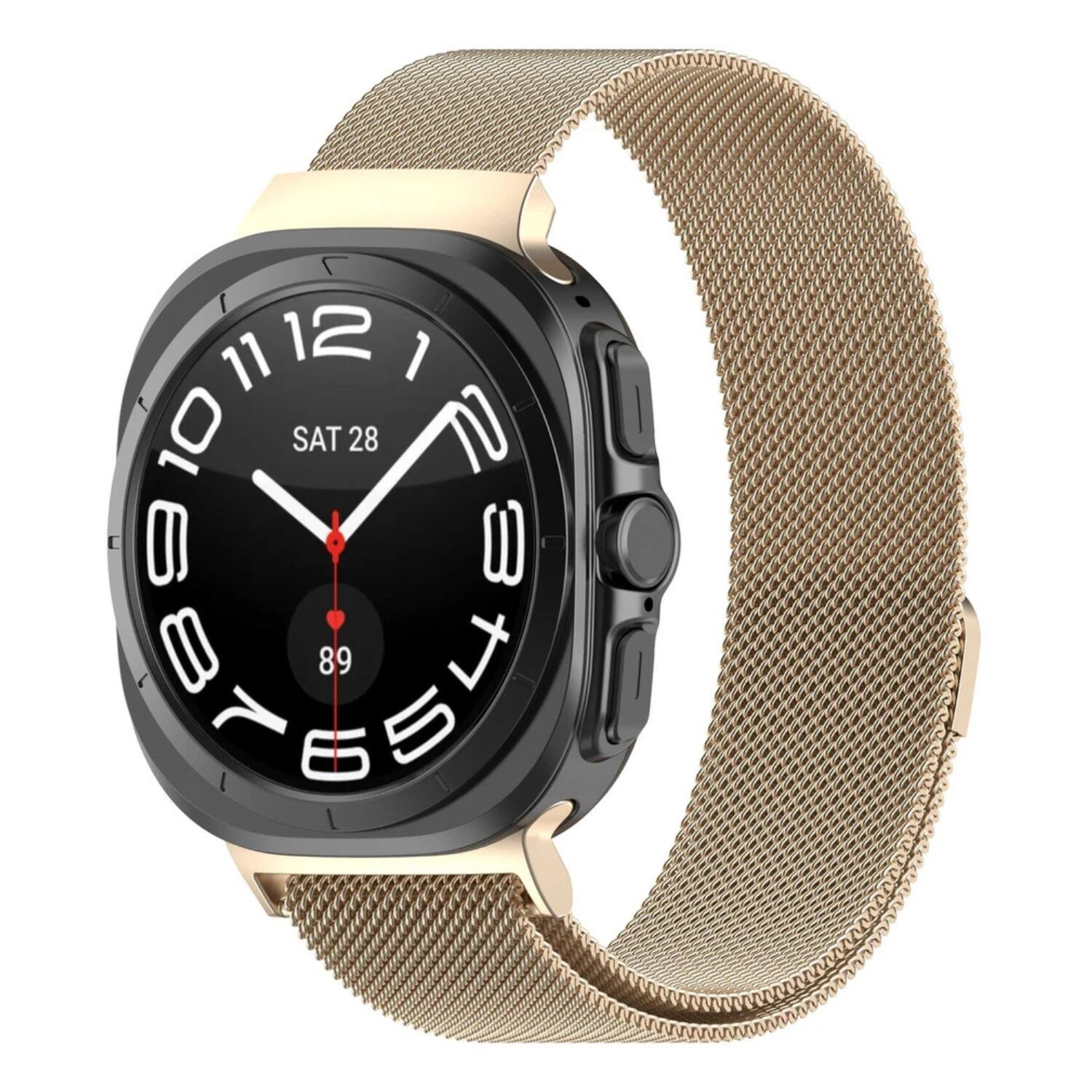 Front. Stock Preferred - Mesh Stainless Steel Band for Samsung Galaxy Watch Ultra 47mm - Champagne - Champagne.