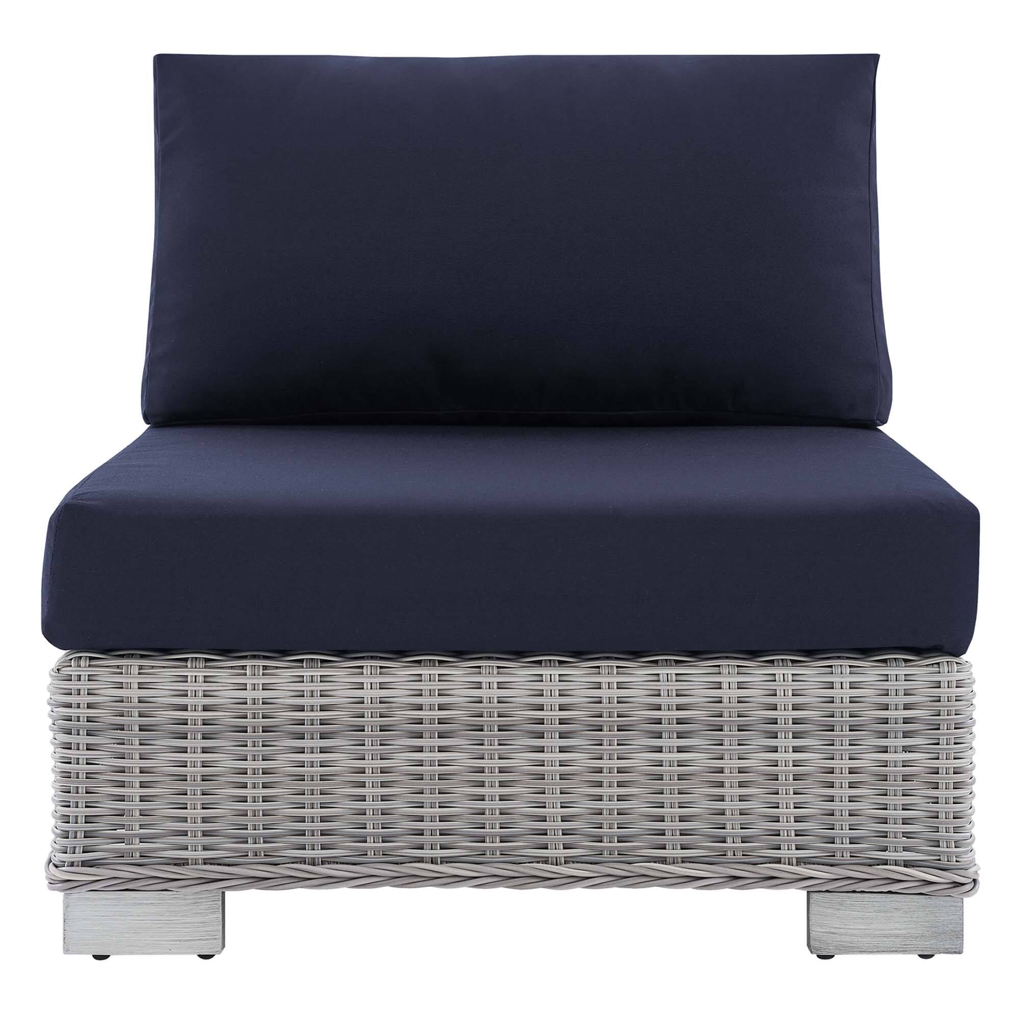 Alt View 4. Modway - Conway Sunbrella® Outdoor Patio Wicker Rattan Armless Chair by Modway - Light Gray Navy.