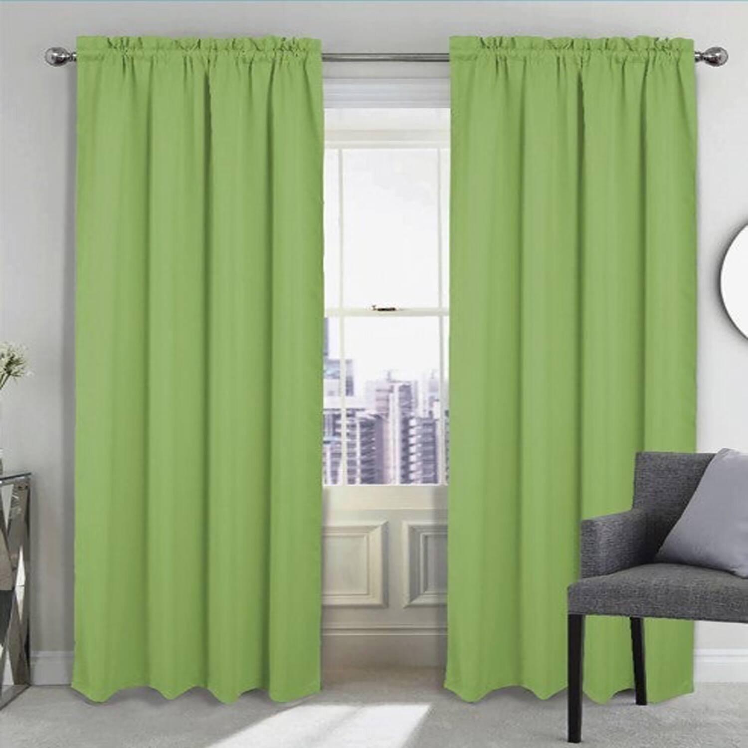 Angle. RT Designers Collection - RT Designers Collection 100% Polyester Twilight Blackout Rod Pocket Curtain Panel 54" x 90" Sage - Sage.