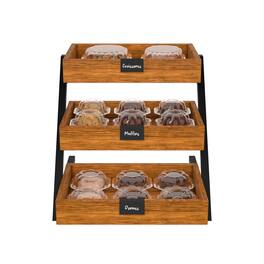 Koolmore - 16.5 In. 3-Tier Wooden Staircase Display Case (KM-SDW-3ST) - Dark Wood Grain