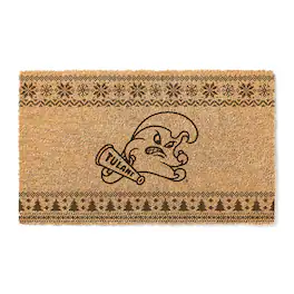 Jardine - Tulane Green Wave 18" x 30" Holiday Coir Doormat - Brown