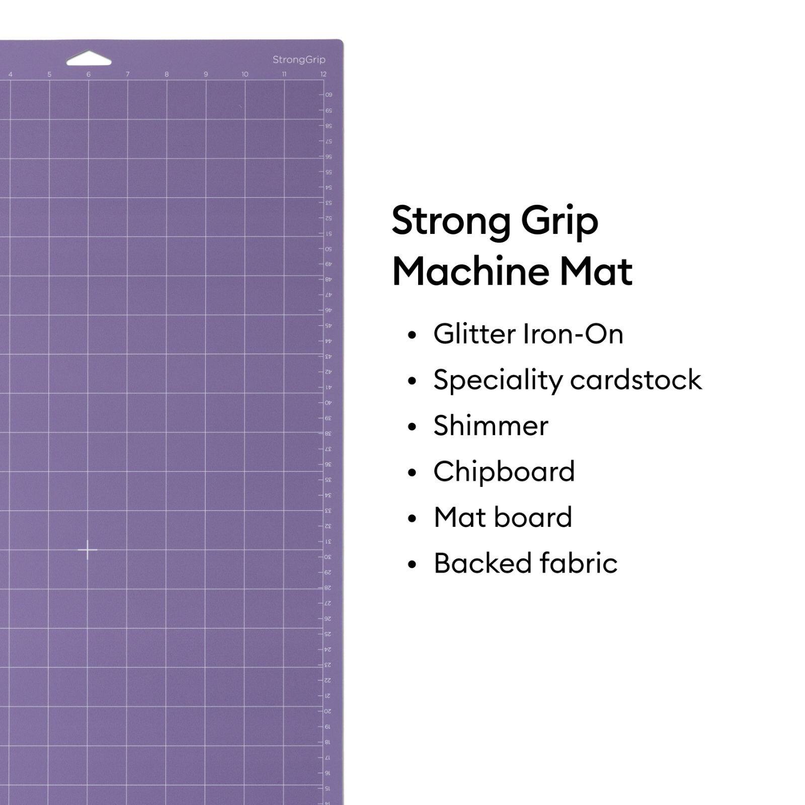 Strong Grip Machine Mat

- Glitter Iron-On
- Specialty cardstock
- Shimmer
- Chipboard
- Mat board
- Backed fabric