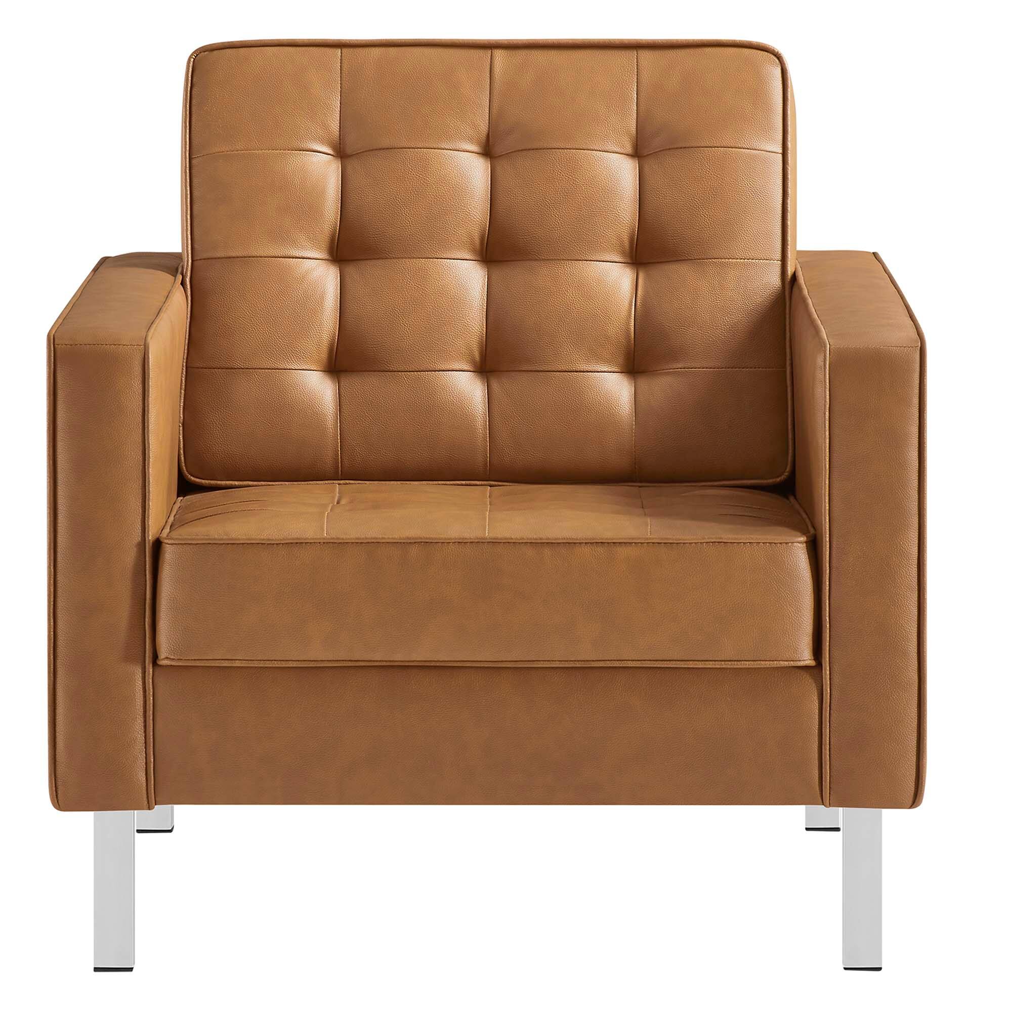 Alt View 1. Modway - Loft Tufted Vegan Leather Armchairs Set of 2 by Modway - Brown.