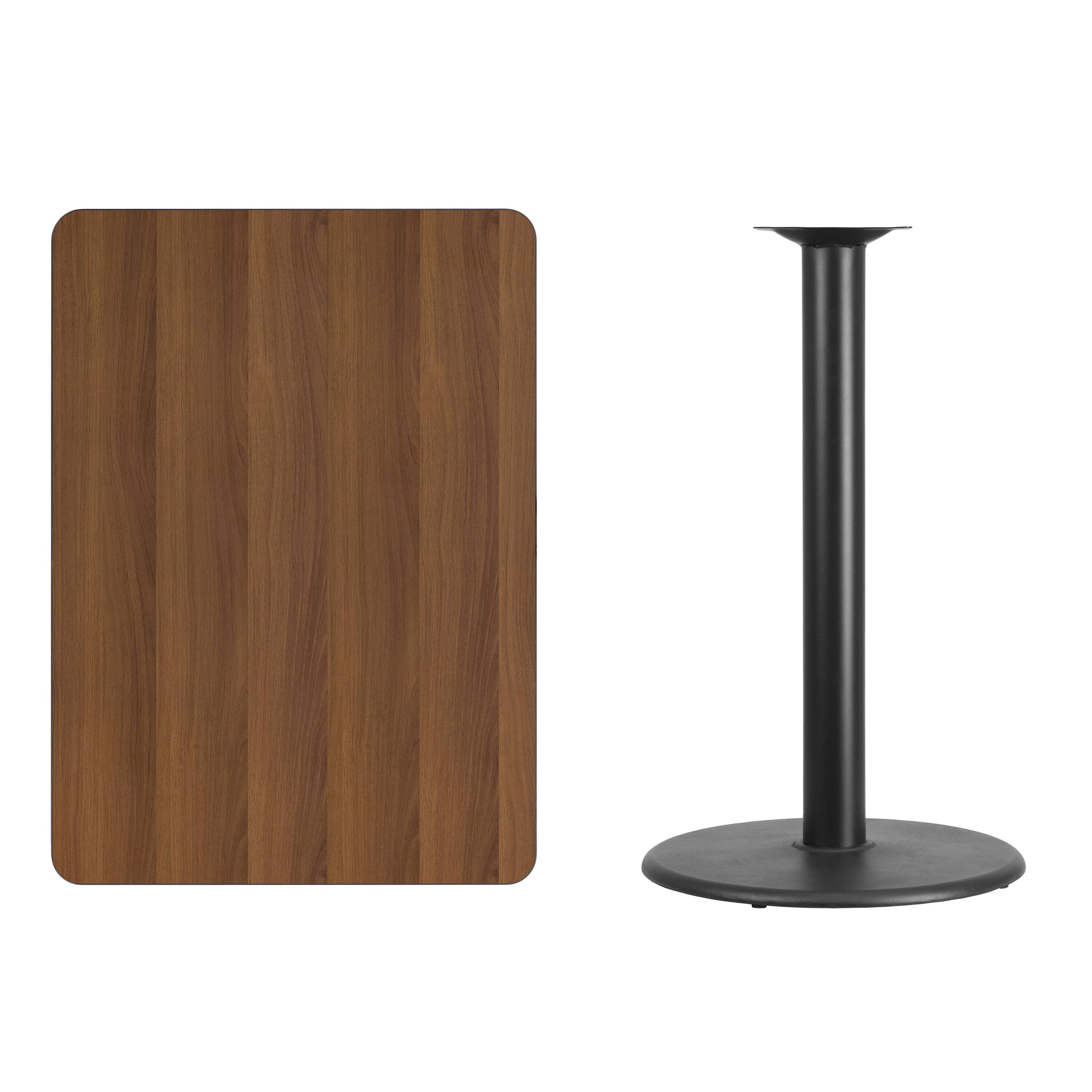 Alt View 2. Emma + Oliver - 30"x42" Rectangular Laminate Bar Table with 24" Round Base - Walnut.