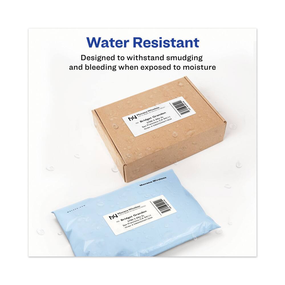 Water Resistant  
Designed to withstand smudging and bleeding when exposed to moisture  

- Morana Wireless  
  Bridget Granden  
  S700  
  44734 San  
  Nraa Wireless  
  MAAERE  
  Wetess  
  oaa Granden  
  S  
  TA  
  5700  
  Franchen  
  5465432436713934  
  San  
  Mcde