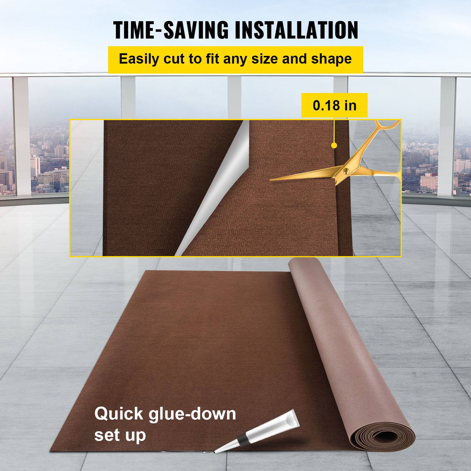 TIME-SAVING INSTALLATION

Easily cut to fit any size and shape

0.18 in

Quick glue-down set up