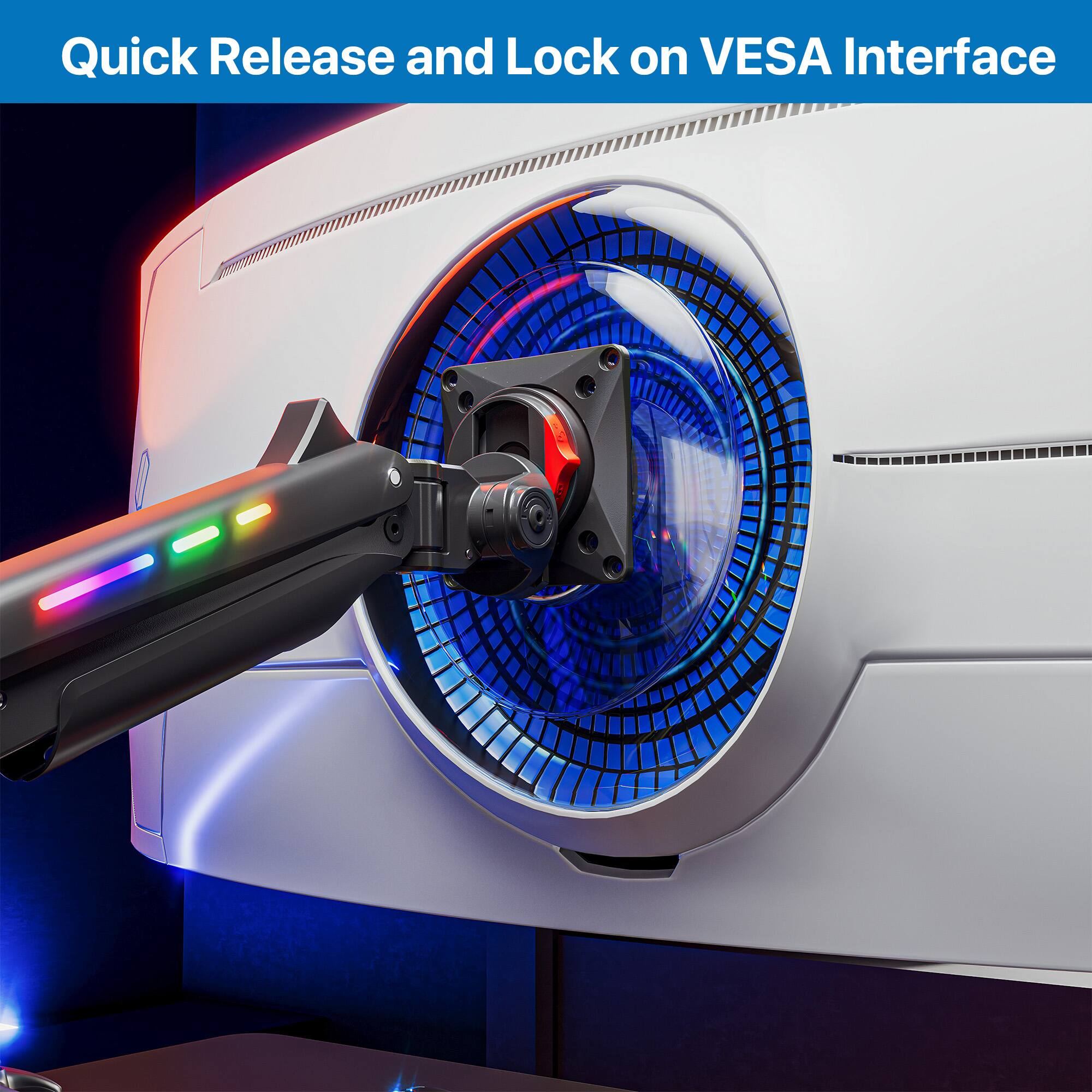 Quick Release and Lock on VESA Interface.