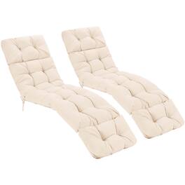 Costway - 2PCS 73" Lounge Chaise Cushion Padded Recliner Cushion Indoor Outdoor - Beige