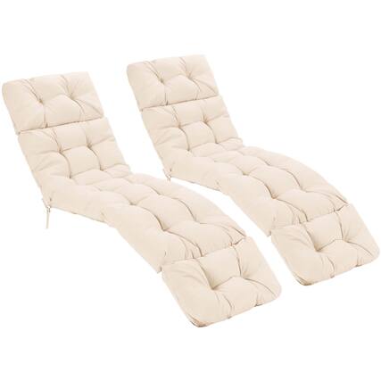 Front. Costway - Costway 2PCS 73" Lounge Chaise Cushion Padded Recliner Cushion Indoor Outdoor - Beige.