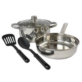 Gibson - Home 5 Piece Mirror Polish Stainless Steel Cookware Set - Silver