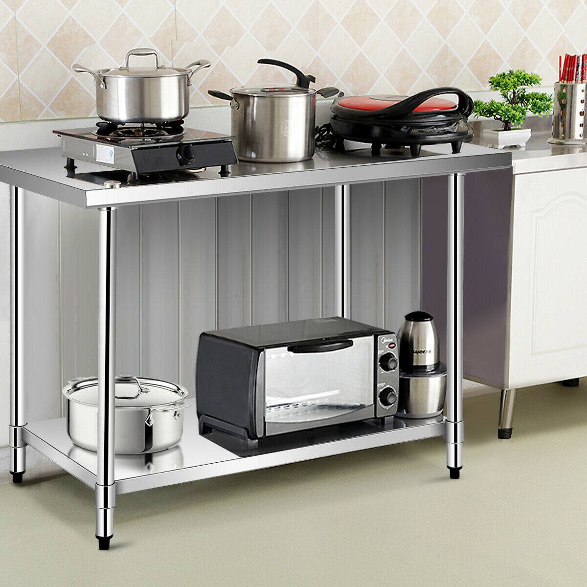 Alt View 2. Gymax - Gymax 30'' x 48'' Stainless Steel Food Prep & Work Table Commercial Kitchen Table Silver - Silver.