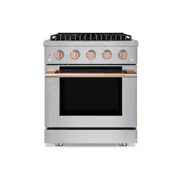 Hauslane - 30" Rose Gold Gas Range 4 Burners (20,000 BTU) 4.2 cu.ft Convection Oven 5 Racks Convertible NG/LP - Rose Gold