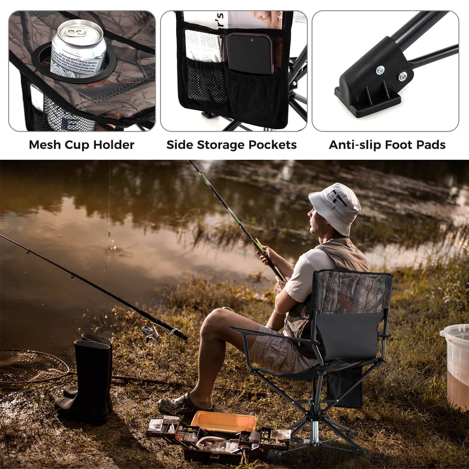 - Mesh Cup Holder
- Side Storage Pockets
- Anti-slip Foot Pads