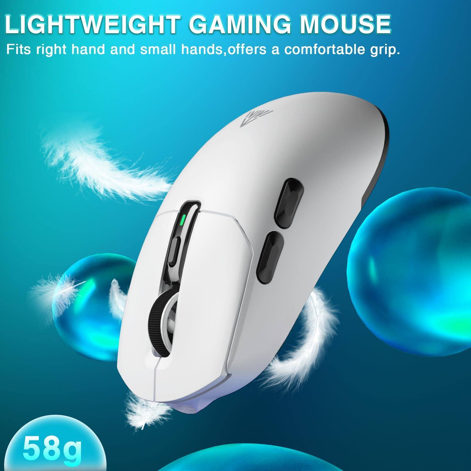 LIGHTWEIGHT GAMING MOUSE  
Fits right hand and small hands, offers a comfortable grip.  
58g