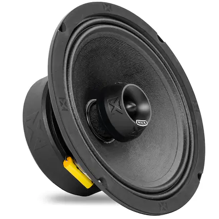 Front. NVX - VPRO8 (Sold Individually) 275W RMS 8in V-Series Pro 2-Way Water Resistant Coaxial Loudspeaker with Bullet Tweeter.