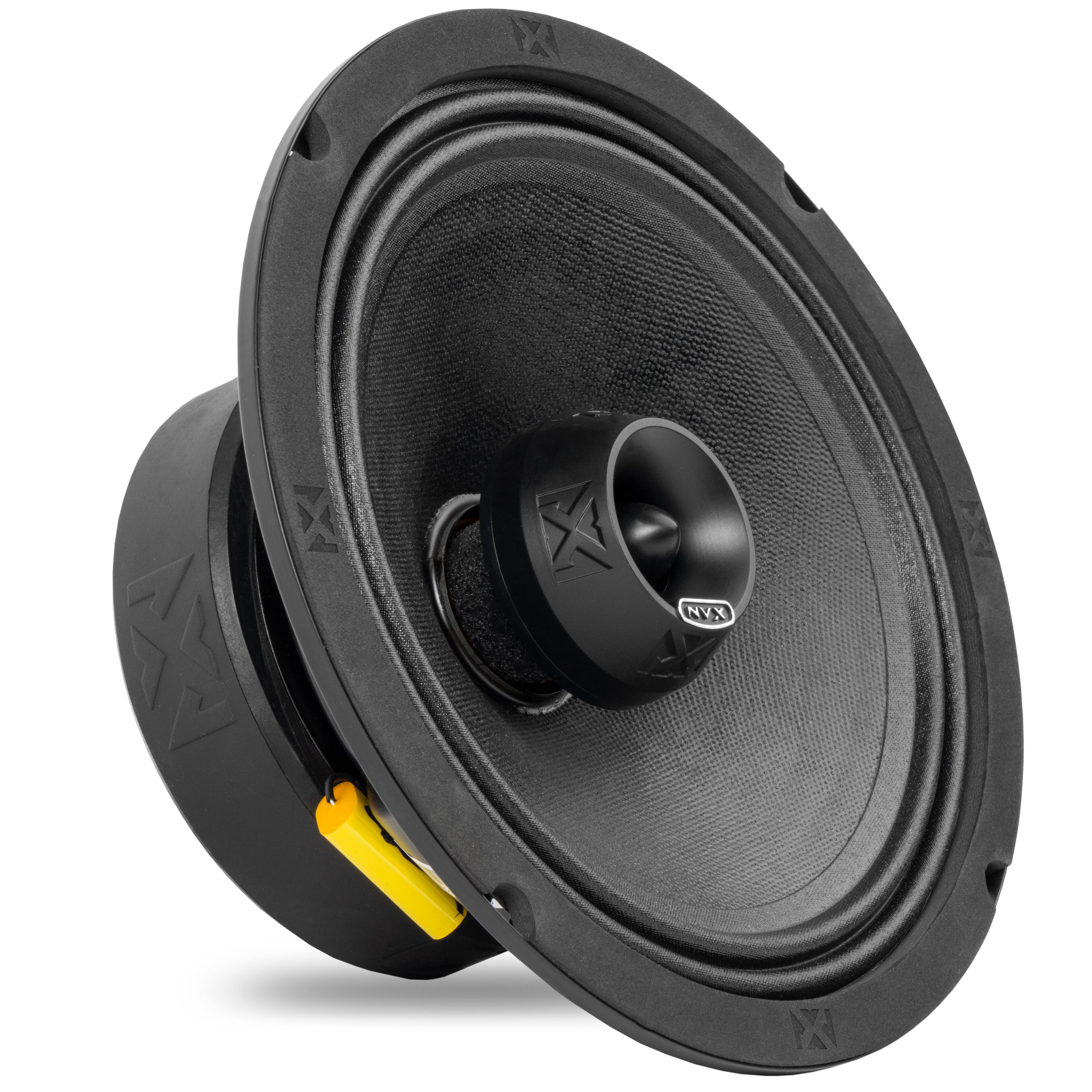 Front. NVX - VPRO8 (Sold Individually) 275W RMS 8in V-Series Pro 2-Way Water Resistant Coaxial Loudspeaker with Bullet Tweeter.