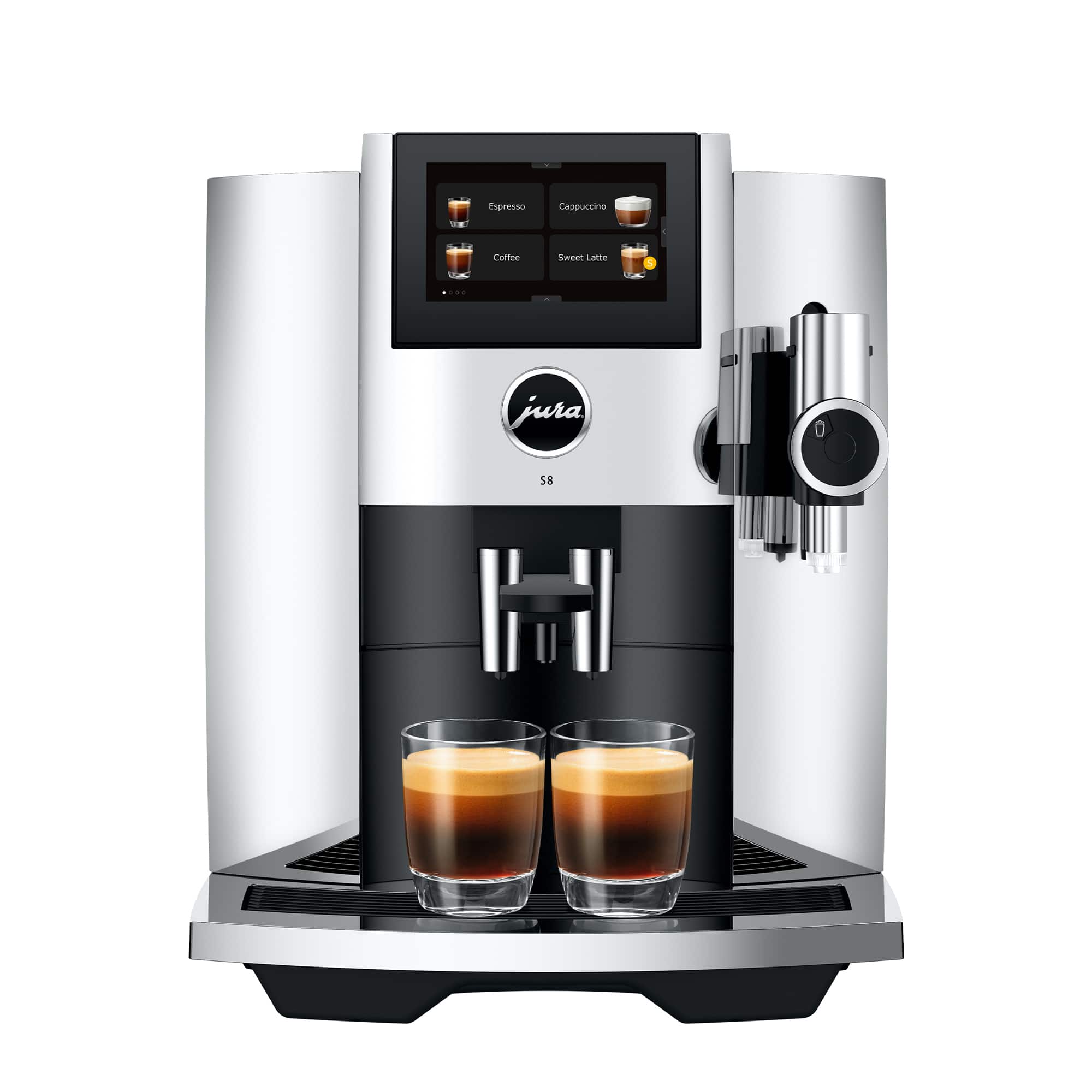 The text on the image reads "Espresso Capuccino Coffee Sweet Latte & jura 58."