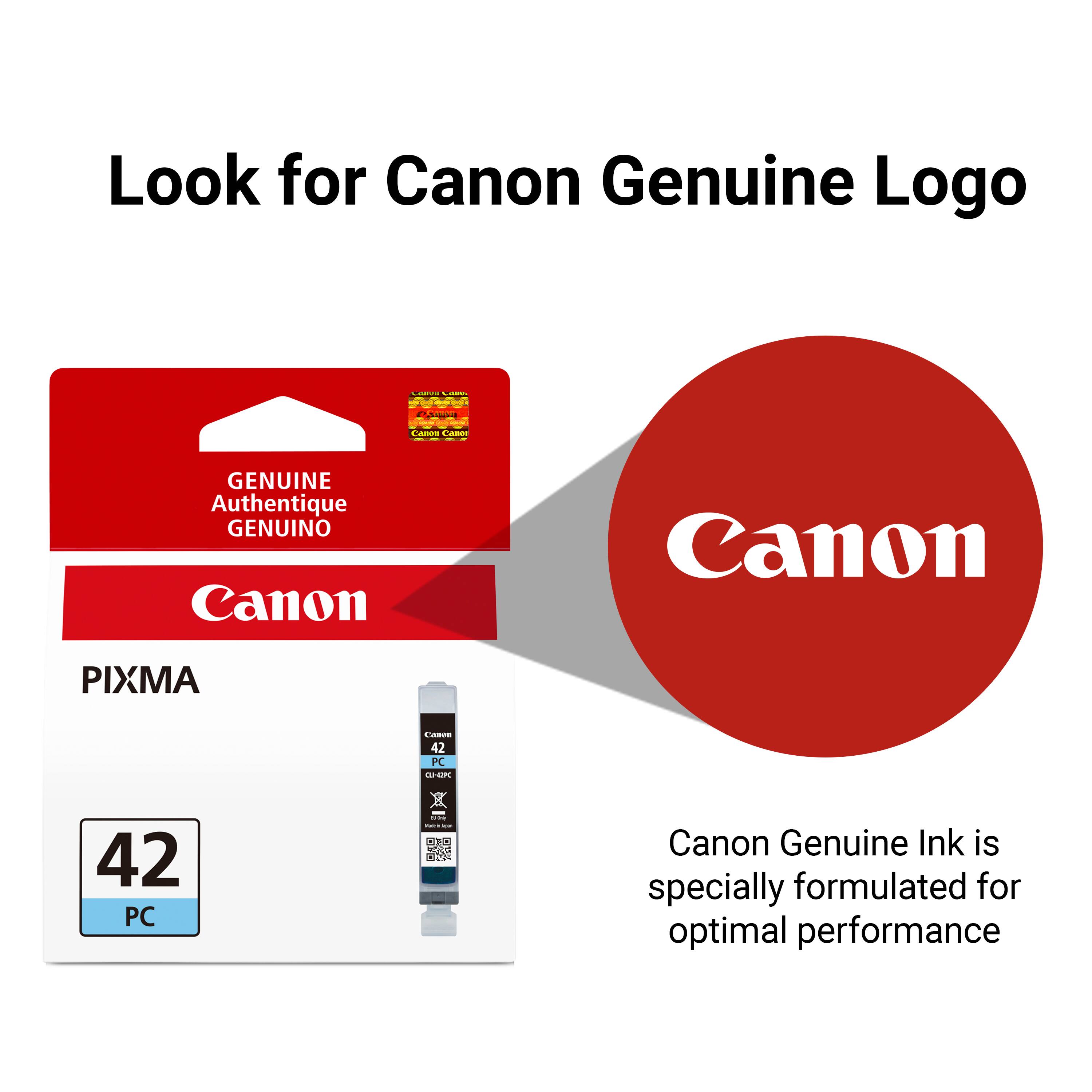 Look for Canon Genuine Logo

Canon CABON
GENUINE Authentique GENUINO Canon
Canon
PIXMA
42 PC CUK
42 PC
100 - Jayan
Canon Genuine Ink is specially formulated for optimal performance