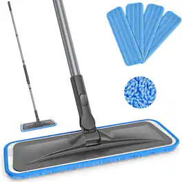 Schertz - Flat Microfiber Floor Mop with 4 Washable Pads, 59" Adjustable Handle
