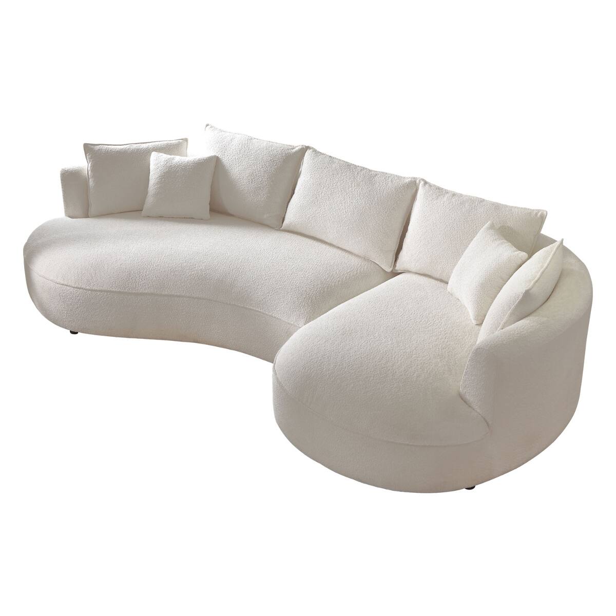 Front. Ropilly - Ropilly Beige Curved Sectional Sofa, Boucle Cloud Couch with Left Chaise, 5 Seat Modern Living Room Sofa - Beige.