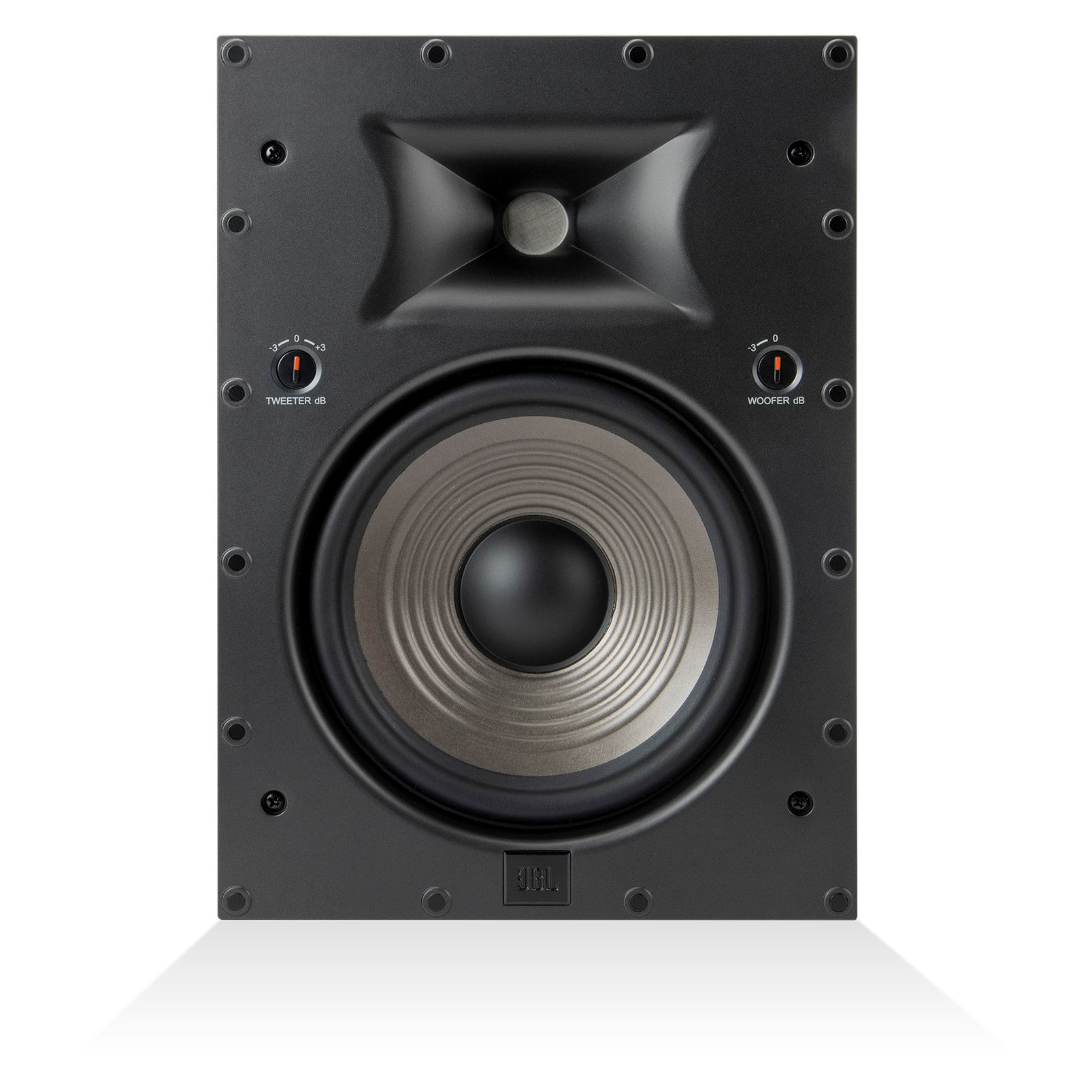 Front. JBL - Studio 6 8" 2-Way In-Wall Speaker with Compression Tweeter - Black.