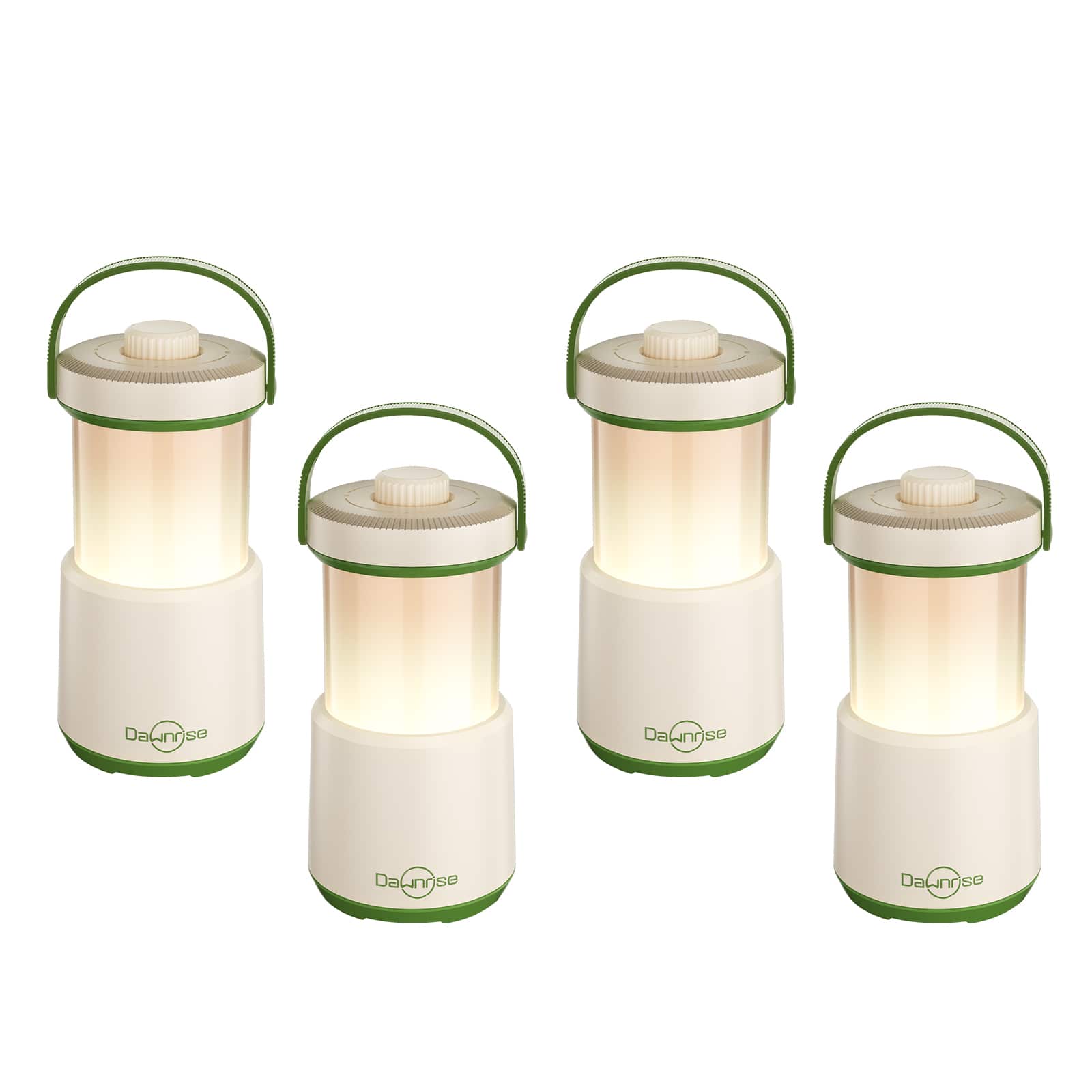 Dawnrise - 4 Pack Rechargeable LED Camping Lantern, 5-in-1 Tent Light with 750Lm, Protable Lantern Flashlight with Red Light - Desert Yellow