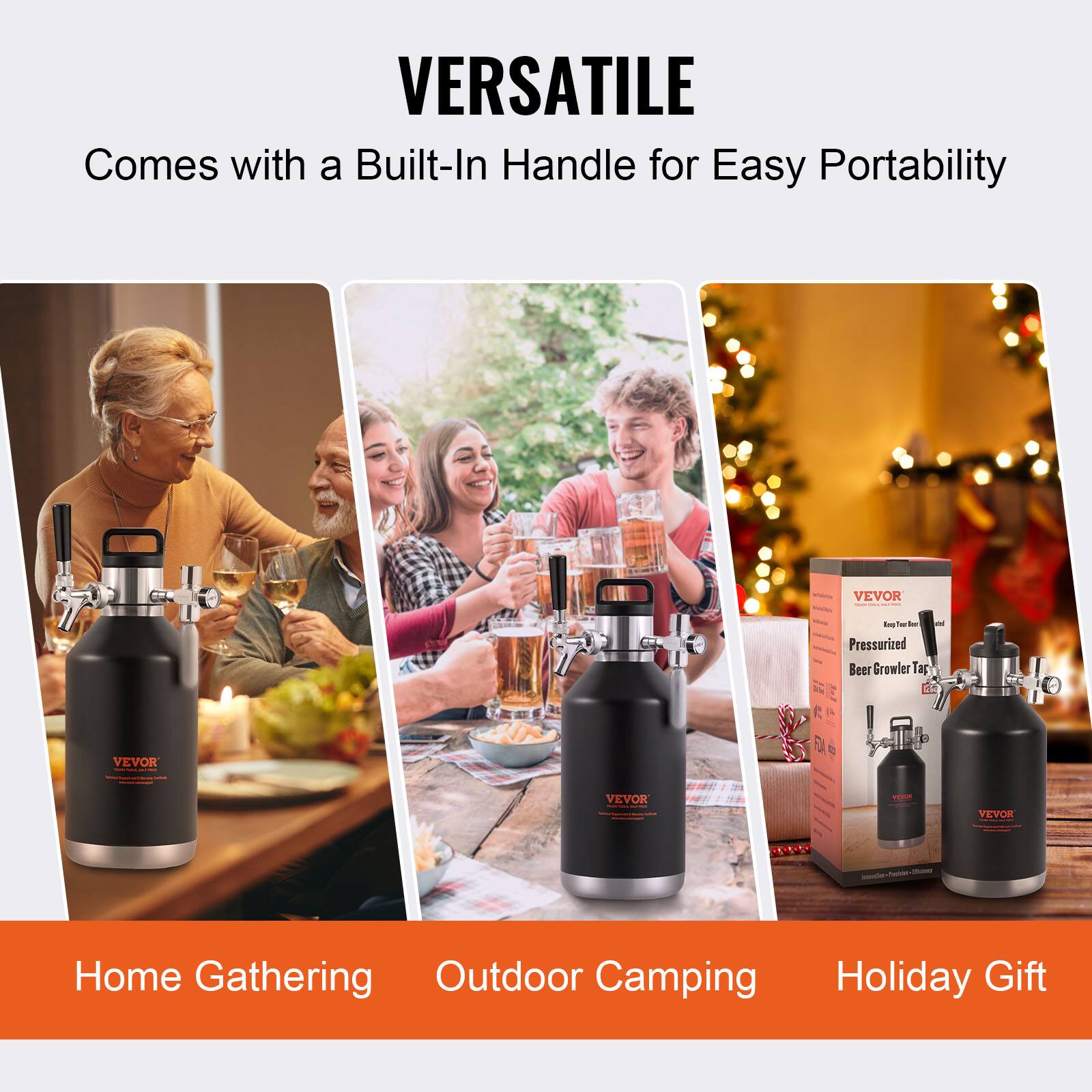 VERSATILE  
Comes with a Built-In Handle for Easy Portability  

Home Gathering  
Outdoor Camping  
Holiday Gift